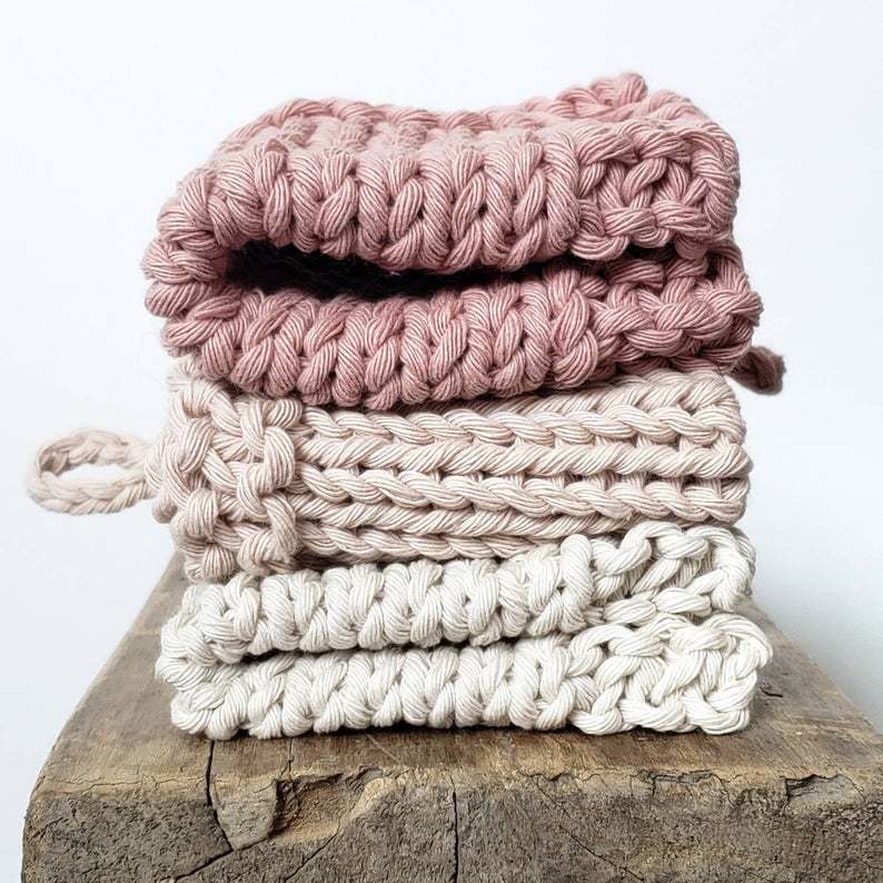 Y-F Neutral Large Washcloth Crochet Dishcloth Cotton Wash Cloths Kitchen Rags Dish Rag Durable Dishcloth