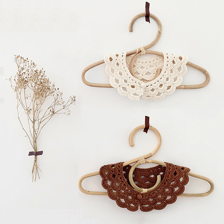 Y-Z New Design Solid Color Baby Girl Crochet Neck Collar Lotus Leaf Lace Embroidered 100% Cotton