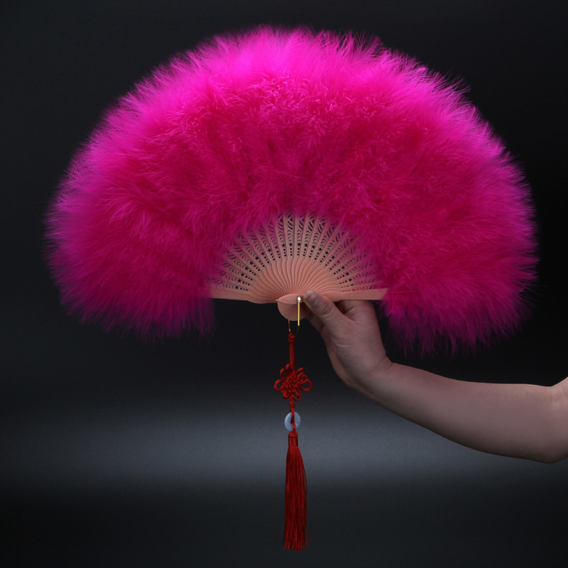 Y-Z Dance Performance Show Art Fan Holiday Party Photography Props Decorative Tassel Feather Big Hand Folding Fan